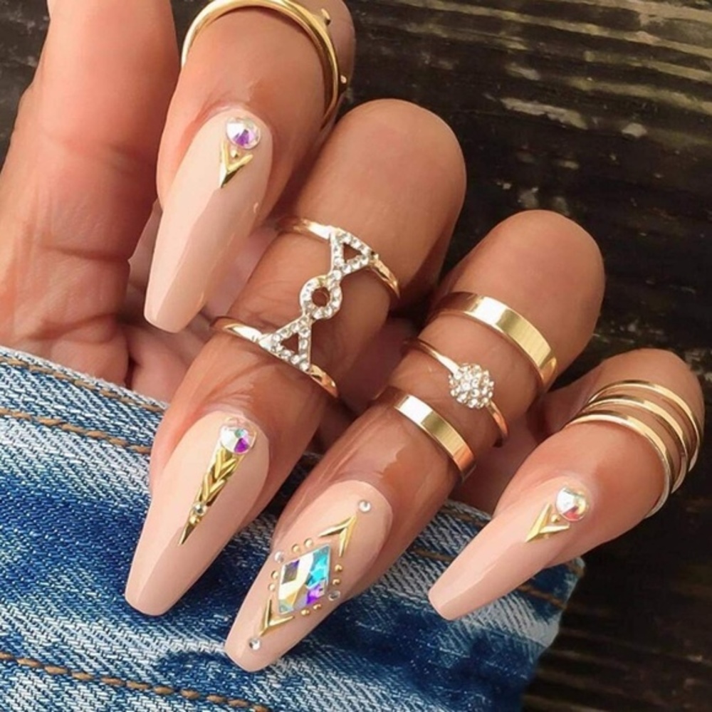 Punk Chic 5 Piece Gold Stackable Ring Set